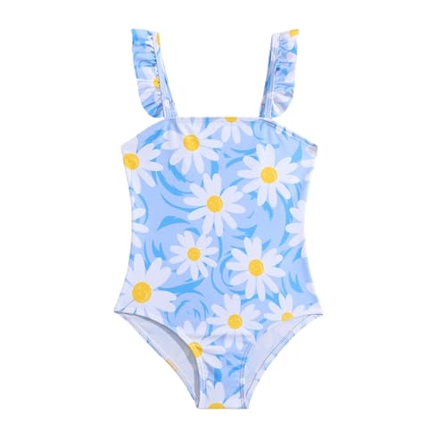 Trajes de baño para niñas, traje de baño deportivo de una pieza, traje de baño clásico, traje de baño de verano, traje de baño hawaiano, traje de baño de 0 a 14 años, Azul cielo B., 18 meses