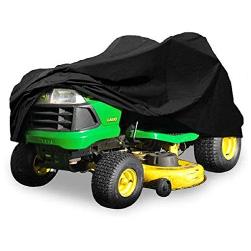 RZiioo Lawn Mower Cover - 210D Polyester Oxford Outdoor Waterproof Protective Cover w/Elastic Hem at Bottom for Tractor