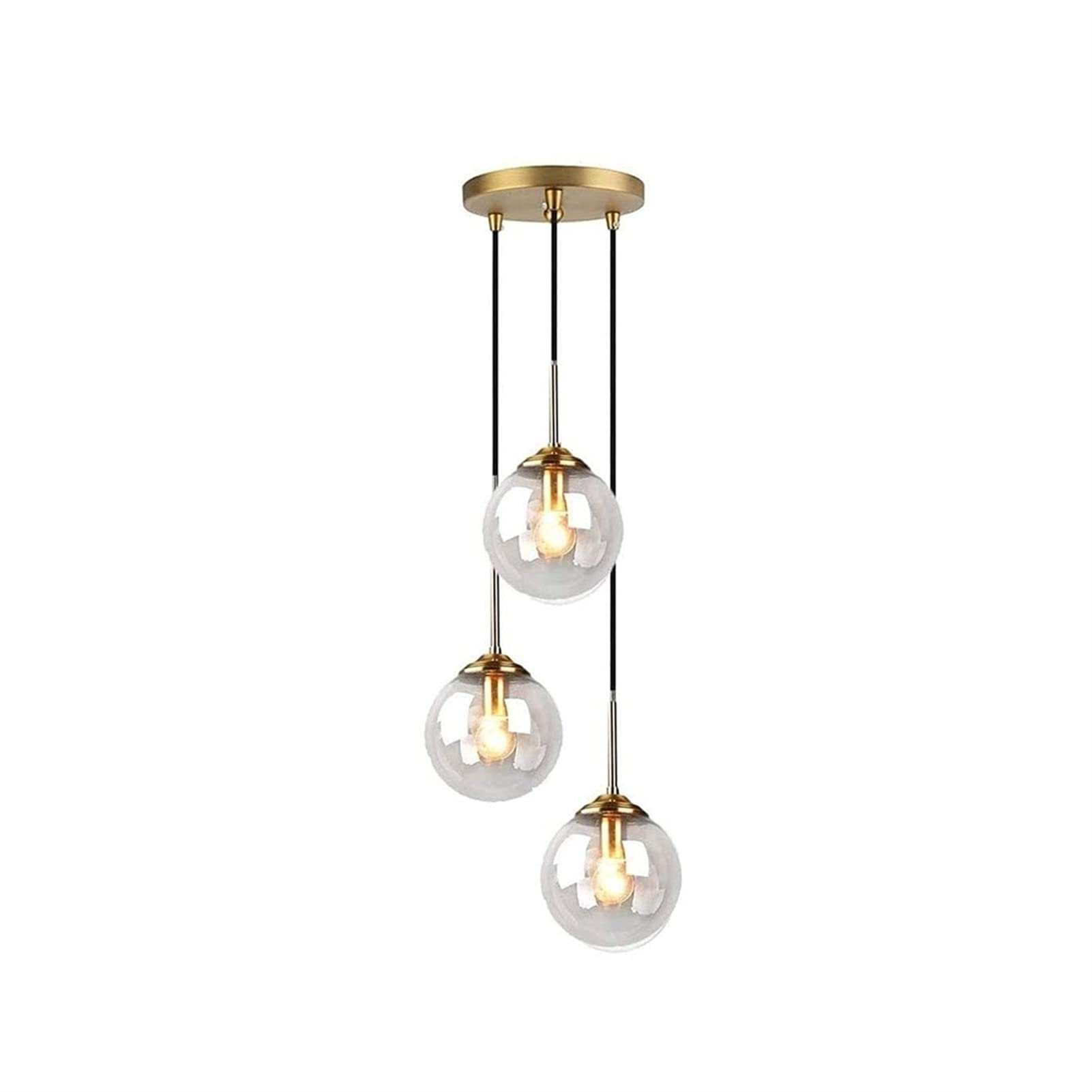Suspension Luminaires Lustre Réglable Verre + Métal Matériel Ampoule LED À Économie D'énergie Équipement D'éclairage Convient pour Plafond Bar Salon Table À Manger Lustre (Or) Times
