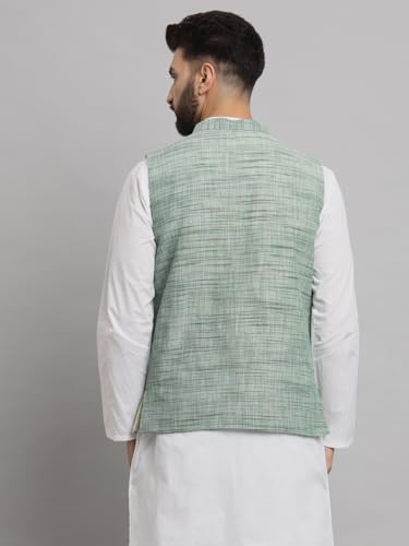 Image of LATEST CHIKAN Men's Traditional Cotton Solid Nehru Jacket /Waistcoat