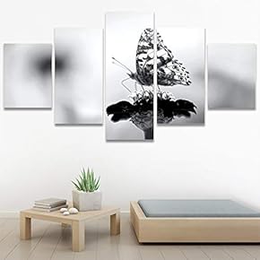 SIGNWIN 5 Panel Canvas Wall Art Birds Butterfly...