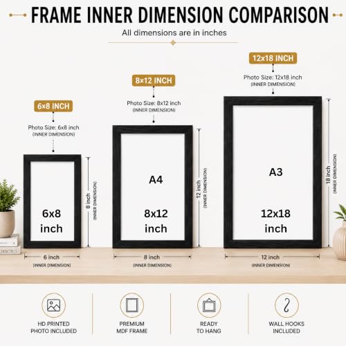 Image of Customized Wooden Photo Frame | Single Photo Upload | HD Printed Personalized Gift for Birthday, Anniversary, Wedding, Couples & Family | Table Stand & Wall Mount | Black | 6R,A4,A3 Size