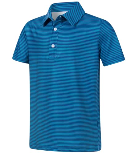 Cuddomper Boy Polo Stripe Shirt Size 7-8 Teal Green Short Sleeve Golf Top - image 1