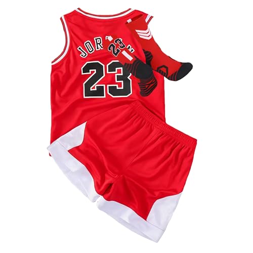 Kids Basketball Jersey Set-Youth Basketball Jersey (Tank Top+Shorts+Socks)-3pc Basketball Jerseys for Boys Girls