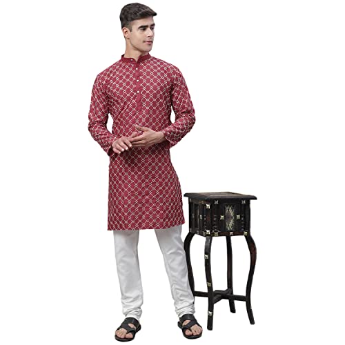 Image of SOJANYA (Since 1958 Men's Silk Blend Kurta Pyjama Set | Multi Embroidered Traditional Ethnic Wear for Navratri, Garba, Puja & Wedding