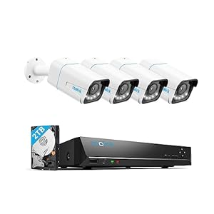 Reolink 4K PoE Security Camera System for Outdoor Home Surveillance, 5X Optical Zoom, Motion Spotlights, Smart Human/Vehicle Detection, 4X RLC-811A Bundle with POE NVR RLN8-410, 8CH Video Recorder