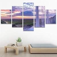 SIGNWIN 5 Panel Canvas Wall Art Modern Art Dramatic Farmhouse/Country Mountain Multicolor Nature Photography for Home Decorations Ready to Hang - 60