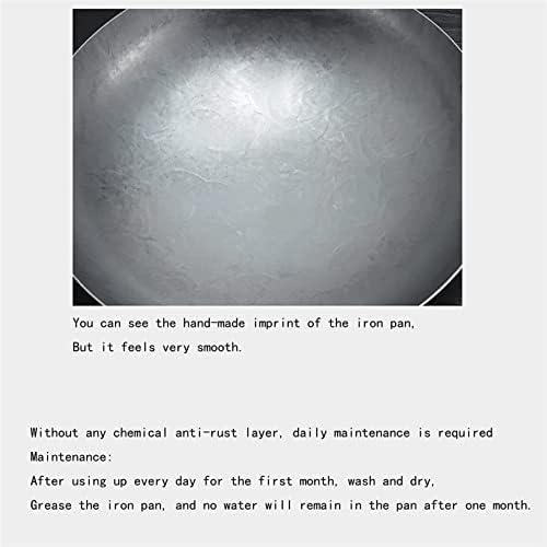 Cast Iron Wok with 2 Handled, Woks and Stir Fry Pans - Traditional Chinese Hammered Wok Round Bottom Pow Wok Uncoated Non-Stick Pan,60cm ()