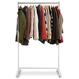 アイリスプラザ ハンガーラック シングル 耐荷重80kg ホワイト 幅110×奥行43.5×高さ110-179㎝ パイプハンガー 12段階調節 CW3001-95