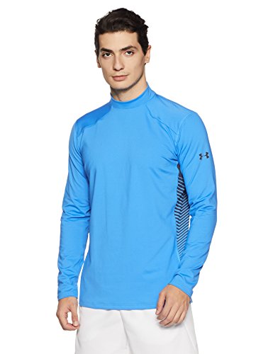 Under Armour Men's ColdGear Reactor Fitted Long Sleeve,Mako Blue /Black, Large
