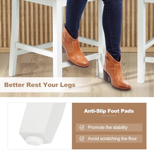COSTWAY Butaco 24'' de Madera Set de 4 con Respaldo en Escalera | Gris y Nogal, Moderno de Medio Siglo con Reposa Pies, Patas de Madera de Acacia miniatura 7