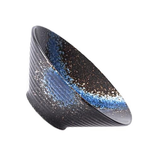 Happyyami 日式クリエイティブ陶磁器製麺鉢 滑り止め底付き電子レンジ 食洗機対応和風スープボウル 家 レストラン用大型テーブルウェア