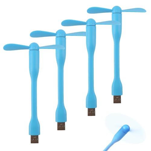 Soseelnee Mini ventilador USB, ventilador de bolsillo portátil alimentado por USB-A, pequeño enfriador, funcionamiento silencioso, para el hogar, oficina, coche, viajes al aire libre, paquete de 4