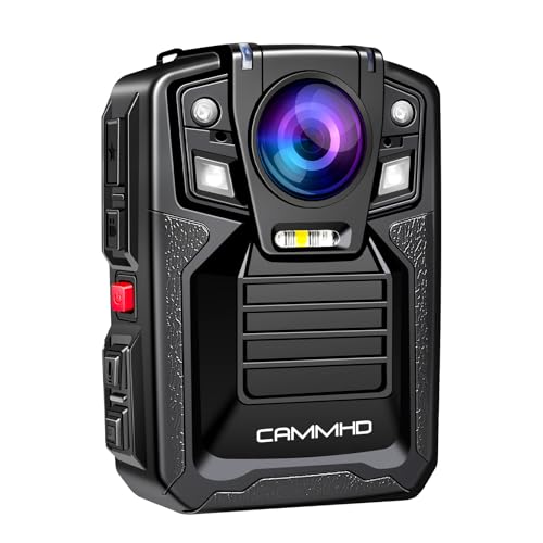 CAMMHD V8-64GB 4K Body Camera with Audio and Video Recording, 2160P Body Worn Camera Two Battery 4400mAh Work 14H, H.265 Video Recorder, Night Vision Police Cam with Charging Dock