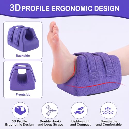 Image of Novabright 2 Pcs 3D Heel Protectors Foot Wedge Pillows Support Boot Bed Sore Pillow for Pressure Sores Bedridden Patients Relief Pressure Ankle Ulcers (Purple)