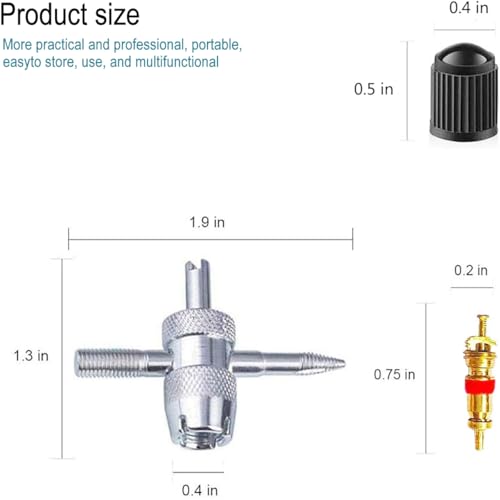 Image of 18pcs 4-Way Valve Tool Tire Repair Tools Valve Core Remover Tool Tire Valve Stems with Valve Cores Stem Cover for All Types of Tire