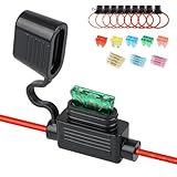 OCTODER Inline Blade Fuse Holder Kit, 10 Pack 10-18 AWG Heavy Duty Wire with 10A-40A Fuses & Terminals for RV...