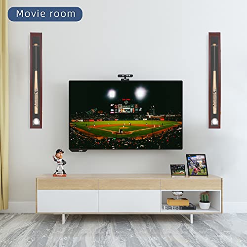 Horow Baseball Bat Display Case Wooden Frame With Acrylic Transparent Door Holder Rack Cabinet Wall Mounted Shadow Box Vertical Or Horizontal W/98% Uv Protection-Lock Cherry #TOP6