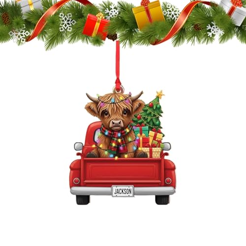 Décor de Noël de Vache des Highlands pendentif acrylique 2D arbre intérieur