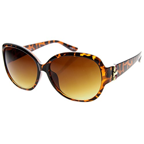 zeroUV Designer Large Metal Accent Round Oversized Sunglasses