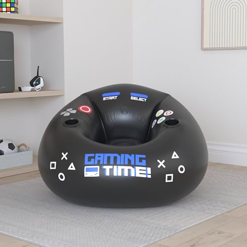 Inflatable Gaming Chair for Kids & Teens with Cup Holders and Side Pocket - This Air Gaming Bean Bag Chairs for Kids is The Perfect Furniture for Gamer Room Decor - Perfect Gaming Stuff for Boys 4-12 - Image 3