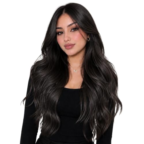 Image of Moresoo Mini Flat Tip Human Hair Extensions, Smoky Brown Black, 20 Inch 50g