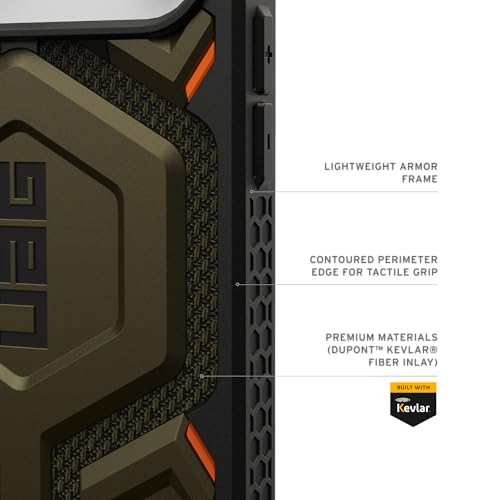 Image of Urban Armor Gear UAG Monarch Pro Magnetic Compatible, Rugged Heavy Duty Shockproof Military Grade Protective Case /Cover Designed for iPhone 17 Pro Max (2025) - Kevlar Element Green