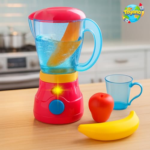 Toyana Toy Juicer Mixer for Kids, Realistic Lights & Sounds Pretend Play Kitchen Appliance with Mug, Smoothie Maker Role Play Toy, Educational Creative Activity Gift Set for Children 3+ Years - Image 7