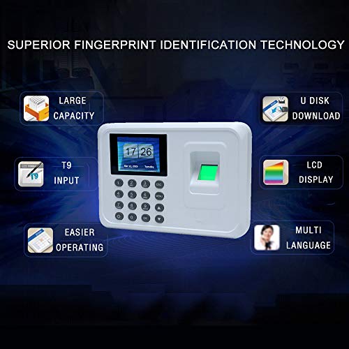 Aibecy Intelligent Biometric Fingerprint Password Attendance Machine Employee Checking-in Recorder 2.4 inch TFT LCD Screen DC 5V Time Attendance Clock - Thumbnail 7