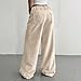Kenvina Corduroy Pants Women Baggy Tall Cord Wide Leg Trousers Elastic Waist Comfy Work Pants Soft Cozy Palazzo Teacher Pant（Beige,XX-Large）