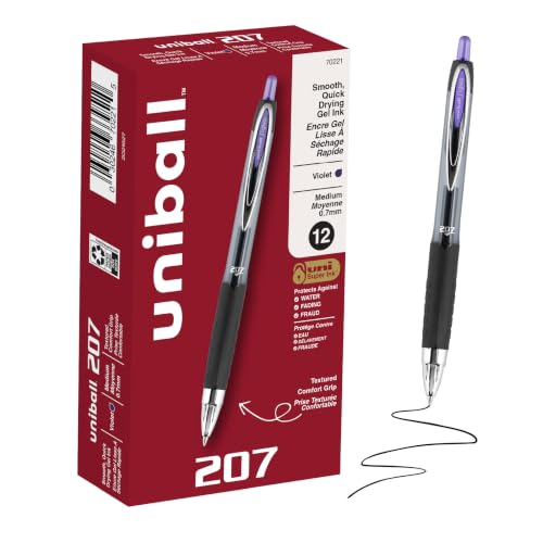 Image of uniball 207 Gel Pens, Violet Ink, 0.7mm Medium Point, 12 Count