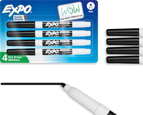 EXPO Low Odor Dry Erase Markers, Fine Tip, Black, 4 Count - Home Organization, Study Supplies - image 1