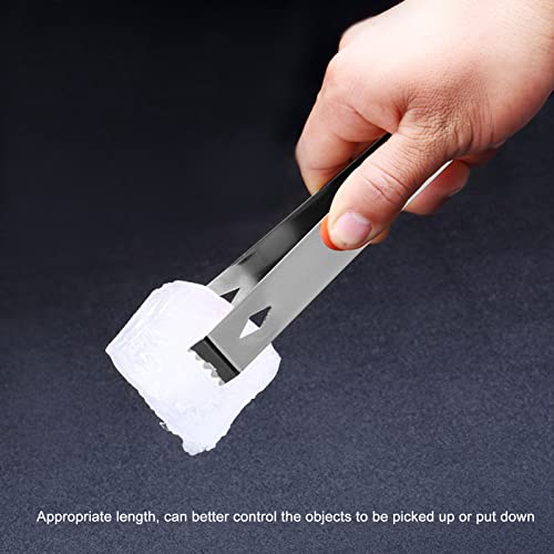 Ice Tong, Strong Clamping Force Stainless Steel Appropriate Length Cocktail Ice Tong For Kitchen Black Plating #TOP3