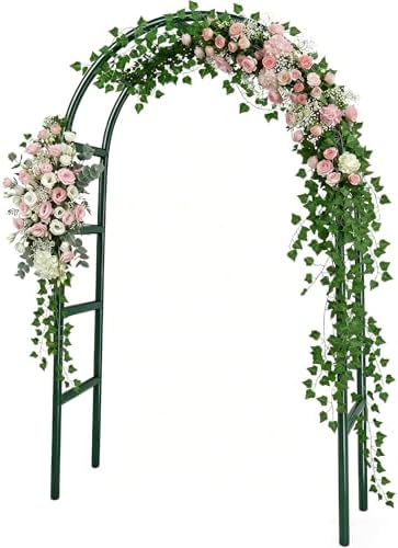 RUBFAC 7.8ft Metal Garden Arch Trellis for Climbing Plants Outdoo...