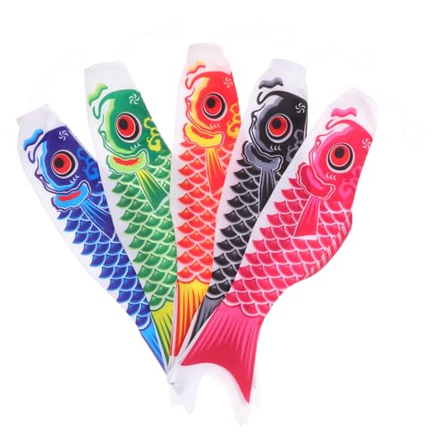 EPIGEIST Bandiere Giapponesi Carpa Koinobori a Manica a Vento da Esterno 5 Pezzi 50cm per Giardino Ristorante Festa Decorazione Resistente alle Intemperie