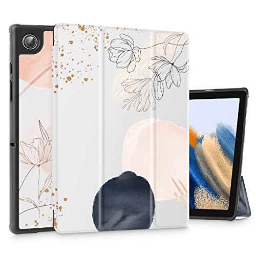 Tuiklol for Galaxy Tab A8 Case, Samsung 10.5 Inch Tablet Case 2022 Slim TPU Hard Back Shell Built-in Pencil Holder Trifold Stand Cover Auto Wave/Sleep Model SM-X200/X205/X207,Pink Abstract Flower