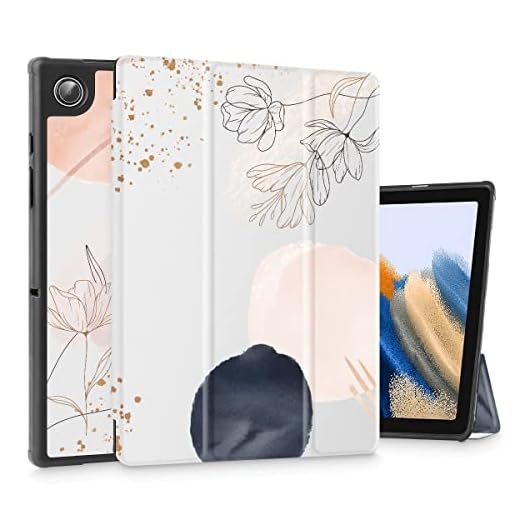 Tuiklol for Galaxy Tab A8 Case, Samsung 10.5 Inch Tablet Case 2022 Slim TPU Hard Back Shell Built-in Pencil Holder Trifold Stand Cover Auto Wave/Sleep Model SM-X200/X205/X207,Pink Abstract Flower