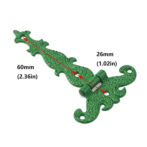 Antrader 6-Pack T Hinge, 4.45" X 2.72" - Zinc Alloy T-Strap Hinge, Gate Hinge With Screws,Green #TOP3