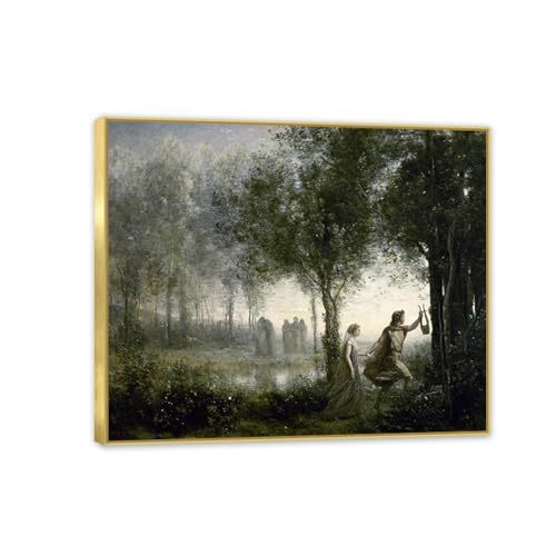 Tableau Orphée et Eurydice par Corot - Peinture sur toile 85x70 cm encadrée