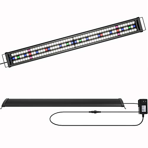 WOINO 110-140cm Aquarium Beleuchtung LED Vollspektrum Licht 216 LEDs 24/7 Timer Marine