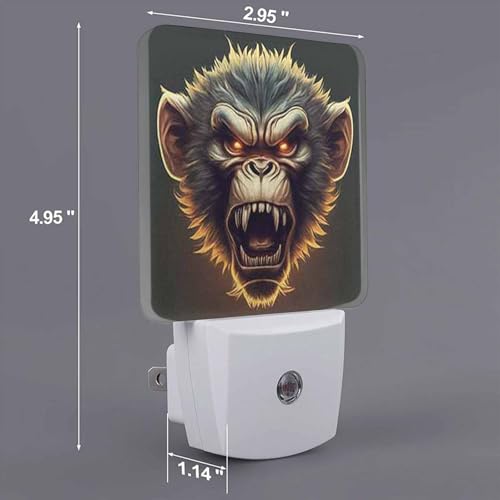 Image of LED Night Light,Angry Monkey LED Night Light Plug into Wall with Dusk to Dawn Light Sensor White Energy Efficient Nightlight for Bedroom Bathroom Hallway Living Room Kitchen