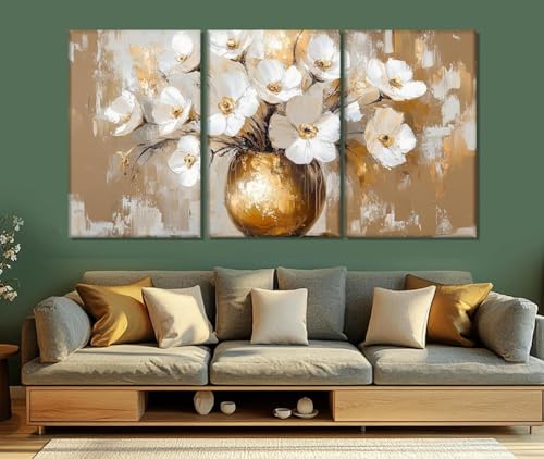 Affiche nature morte pour salon chic avec motif de fleur blanche