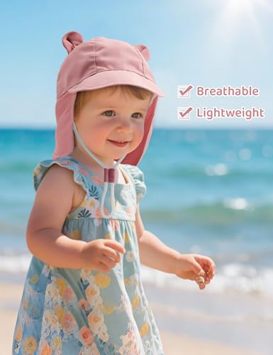 Durio Baby Sun Hat with Bears Ears, UPF 50+ Sun Protection Baby Beach Hat with Neck Flap, Bucket Hat for Infant Toddlers4