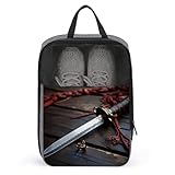 Organizador de zapatos con asa, bolsas de viaje portátil, bolsa de almacenamiento de zapatos de viaje, cuchillos de viaje en el suelo, bolsas de zapatos impresas para hombres y mujeres, estilo, talla