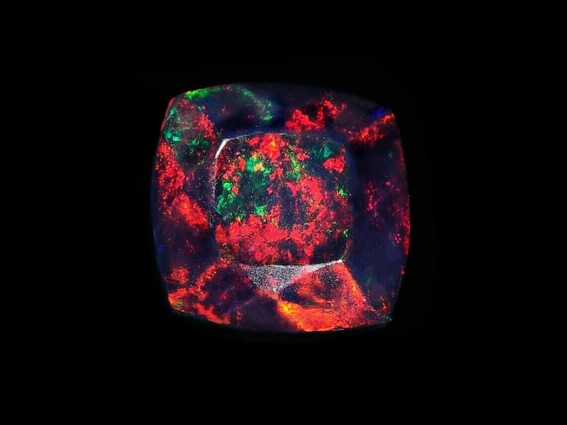 Opale noire éthiopienne naturelle 7mm, 5 cabochons AAA - 5