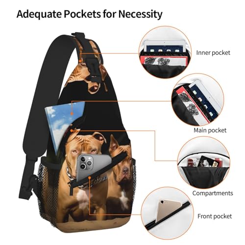Pitbull Dogs Sling Bag For Women Men Travel Hiking Backpack Crossbody Shoulder Chest Bags Casual Daypack 5