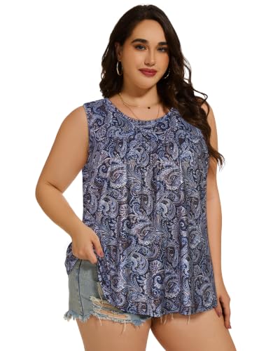 Image of Women Plus Size Tank Top Casual Summer Tops Loose Fit Sleeveless T Shirts Trendy Crewneck Tunic Tees 2026