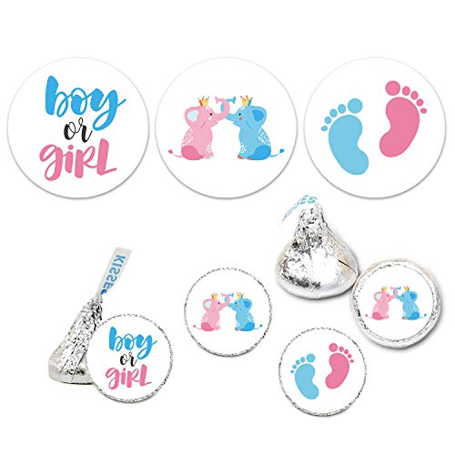 Chocolate Drop Labels Stickers, Gender Reveal Baby Shower Favor, Gender Reveal Stickers, Boy or Girl, Fits Hershey's Kisses Party Favors, Baby Shower Decorations, 0.75 Inches, Pack of 180
