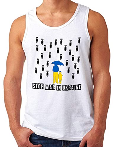 Débardeur Ukraine homme grandes tailles coupe ample blanche jusqu'au 4XL