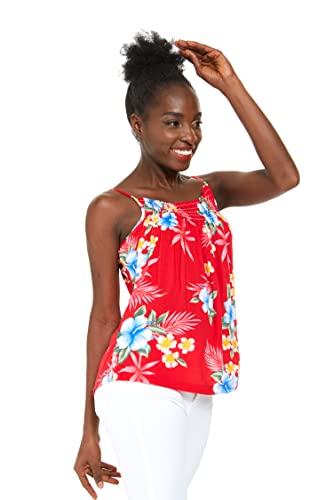Image of Matchable Family Hawaiian Luau Men Women Girl Boy Clothes in Hibiscus Red